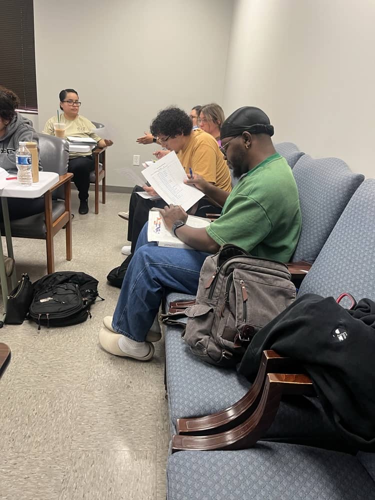 Close-up of student workstations arranged for lab demonstrations
