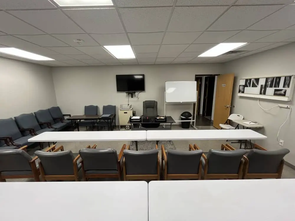 Classmates working together on radiographic anatomy diagrams